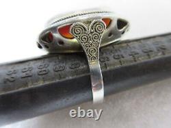 Imposante BAGUE ancienne ART DECO signé FAHRNER Camée & Argent massif Ring