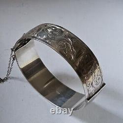 Jonc Ouvrant En Argent Massif 925 Gravé Poinçons Ancre Lion 1960 Ancien 58g
