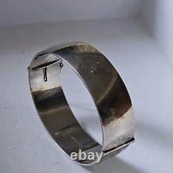 Jonc Ouvrant En Argent Massif 925 Gravé Poinçons Ancre Lion 1960 Ancien 58g