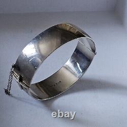 Jonc Ouvrant En Argent Massif 925 Gravé Poinçons Ancre Lion 1960 Ancien 58g