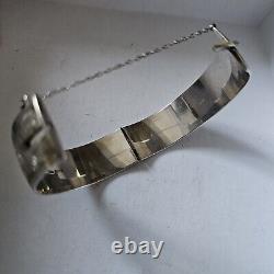 Jonc Ouvrant En Argent Massif 925 Gravé Poinçons Ancre Lion 1960 Ancien 58g