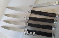 LOT ANCIENS COUTEAUX XVIIIe ARGENT MASSIF ÉBÈNE 18ème silver knives 18th