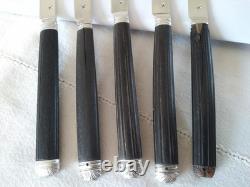 LOT ANCIENS COUTEAUX XVIIIe ARGENT MASSIF ÉBÈNE 18ème silver knives 18th