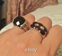 LOT Grosse Bague Ancienne Argent Massif-Grenat-Jonc Chevalière Pierre Naturelles