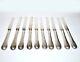 Lot 10 Couteaux Anciens Tout Argent Lame Massif Minerve + Manche Monogrammé 20cm