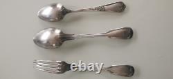 Lot de 2 Cuillères + 1 Fourchette ANCIENNES en ARGENT MASSIF 950 Poinçonnée
