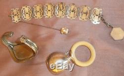 Lot de bijoux anciens & vintage + hochet argent massif à restaurer