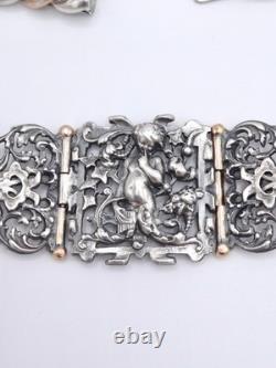 Louis BAUDET Bracelet Ancien en Argent Massif et Vermeil Époque XIXe