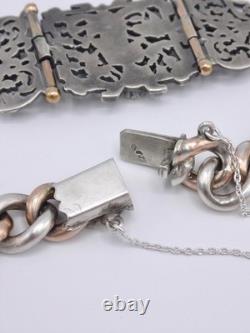 Louis BAUDET Bracelet Ancien en Argent Massif et Vermeil Époque XIXe