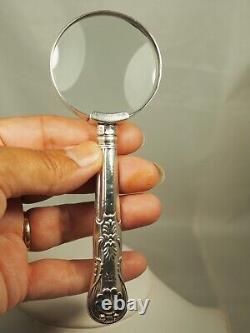 Loupe Ancienne Argent Massif Antique Silver Magnifying Glass Sterling William IV