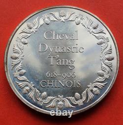 MEDAILLE ANCIENNE EN ARGENT MASSIF CHEVAL DYNASTIE T'ANG 618 906 en SUP