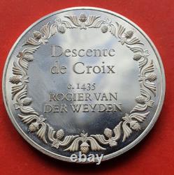 MEDAILLE ANCIENNE EN ARGENT MASSIF DESCENTE DE CROIX e. 1435 en SUP