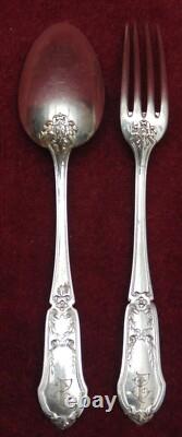 Magnifique ancienne paire couvert argent massif minerve et orfervre R&I 107.6 gr