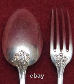 Magnifique ancienne paire couvert argent massif minerve et orfervre R&I 107.6 gr