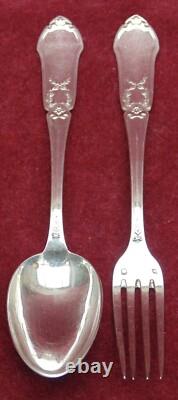 Magnifique ancienne paire couvert argent massif minerve et orfervre R&I 107.6 gr