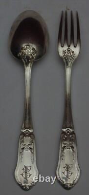 Magnifique ancienne paire couvert argent massif minerve et orfervre R&I 107.6 gr