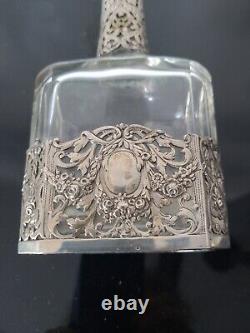 Magnifique bouteille ancienne en verre et argent massif