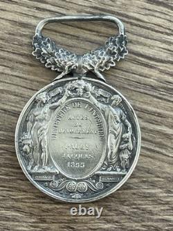 Médaille ancienne en argent massif Actes de dévouement 1855 Napoléon