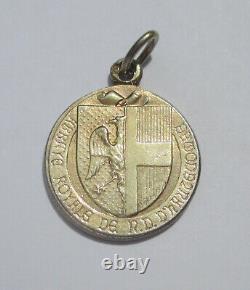 Médaille pendentif ancien PENIN Vierge Christ émail argent massif enamel charm