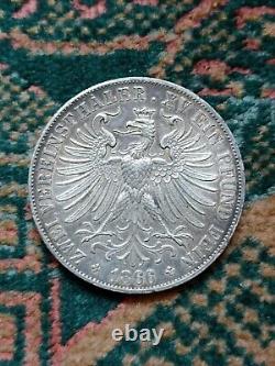 Monnaie ancienne argent massif ALLEMAGNE, VILLE LIBRE FRANCFORT 2 Thaler 1866