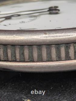 Montre de gousset ancienne suisse argent massif Fonctionne À réviser