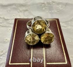 Naturelle Citrine, Argent Massif, Grande Bague Ancienne, Unique Design