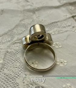 Naturelle Citrine, Argent Massif, Grande Bague Ancienne, Unique Design