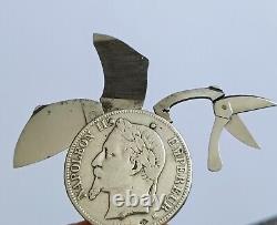 Onglier couteau ancien ELOI PERNET monnaie écu Napoleon III argent massif