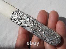 Ouvre Lettre Coupe Papier Ancien Argent Massif Art Nouveau Antique Letter Opener