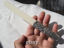Ouvre Lettre Coupe Papier Ancien Argent Massif Art Nouveau Antique Letter Opener