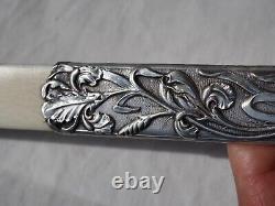 Ouvre Lettre Coupe Papier Ancien Argent Massif Art Nouveau Antique Letter Opener