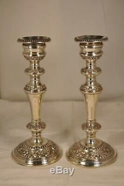 Paire De Bougeoirs Anciens Argent Massif Solid Silver Candlesticks