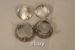 Paire Saliere Saleron Ancien Argent Massif Chinois Antique Chinese Silver Cellar