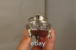 Paire Saliere Saleron Ancien Argent Massif Chinois Antique Chinese Silver Cellar