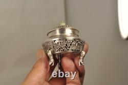 Paire Saliere Saleron Ancien Argent Massif Chinois Antique Chinese Silver Cellar