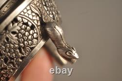 Paire Saliere Saleron Ancien Argent Massif Chinois Antique Chinese Silver Cellar