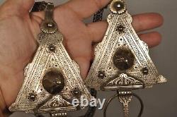 Parure Fibules Berberes Ancien Argent Massif Antique Silver Ethnic Brooch