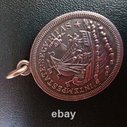 Pendentif Ancien en Argent Saint Georges terrassant le dragon et Navire