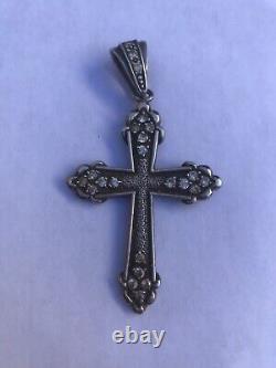 Pendentif Religieux Croix argent massif ancien Pierres Naturel