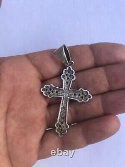 Pendentif Religieux Croix argent massif ancien Pierres Naturel