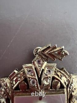 Pendentif argent massif ancien Vermeil Camée Nacre Religieux Vierge Marie 19 Em
