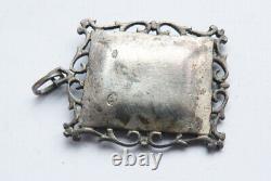 Pendentif médaillon argent massif + émail Bijou ancien Sainte Vierge Marie