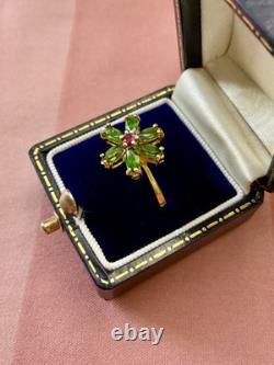 Peridot Rubis Or, Argent, Ancienne Bague En Argent Massif, Art Deco