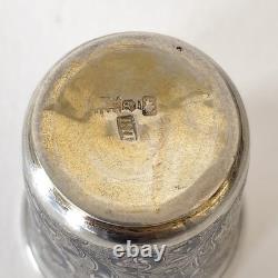 Petit gobelet à vodka ancien en argent massif russe niellé et vermeil XIXe
