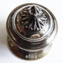 Petit pot à crème onguent en argent massif Ancien svastika silver