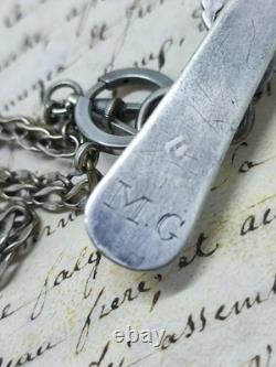 Pince de Châtelaine Ancienne Argent Massif Décor Floral XIX? Siècle