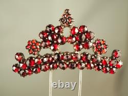 Pique A Chignon Ancien Argent Massif Grenat Antique Silver Foiled Garnet Hairpin