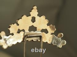 Pique A Chignon Ancien Argent Massif Grenat Antique Silver Foiled Garnet Hairpin