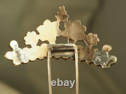 Pique A Chignon Ancien Argent Massif Grenat Antique Silver Foiled Garnet Hairpin
