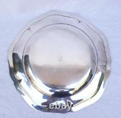 Plat De Service Argent massif MINERVE polylobé Cardeilhac Ancien 885gr Monogram